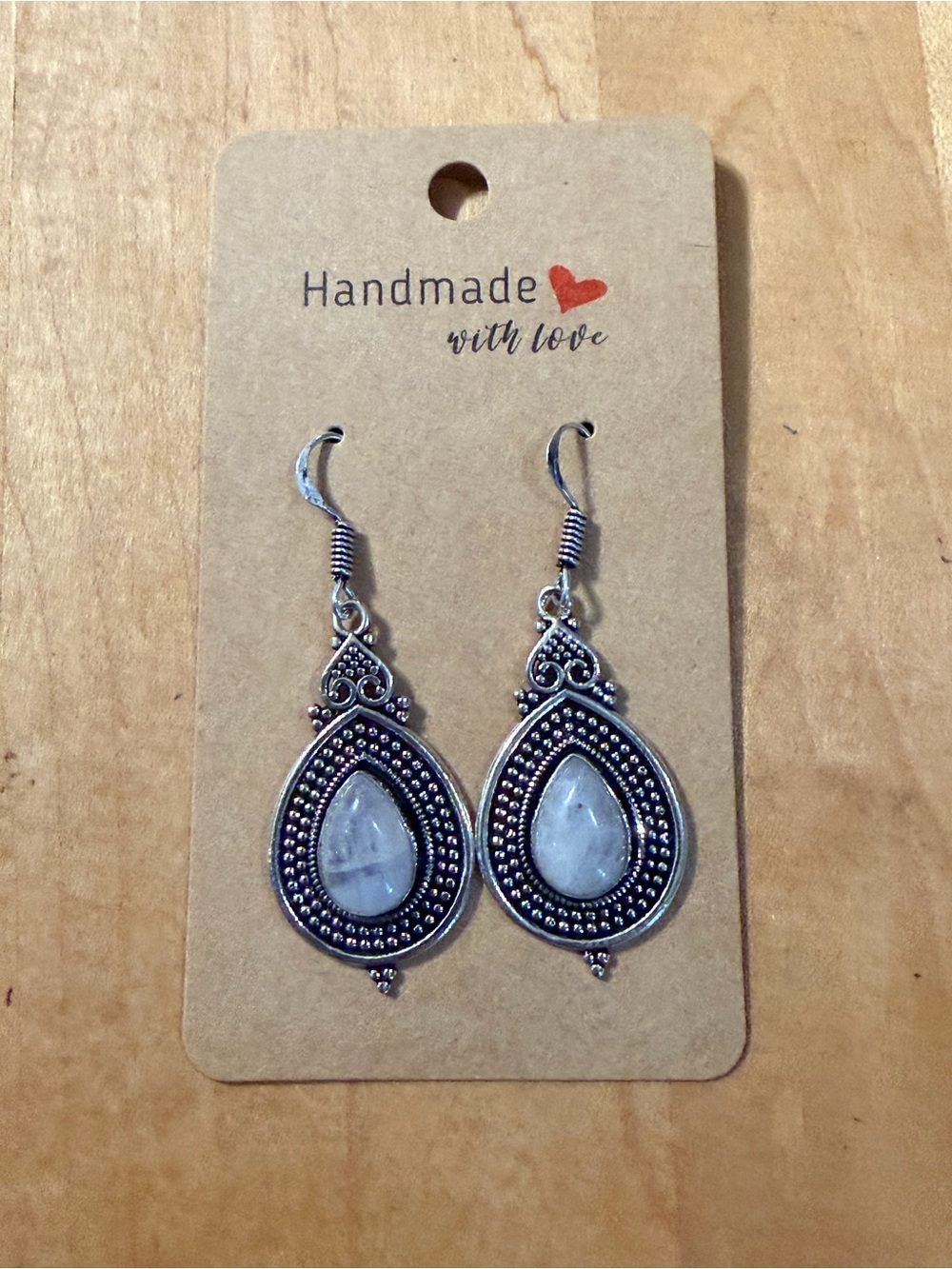 Beautiful Silver Teardrop Moonstone Earrings - 925 Plated/Stamped